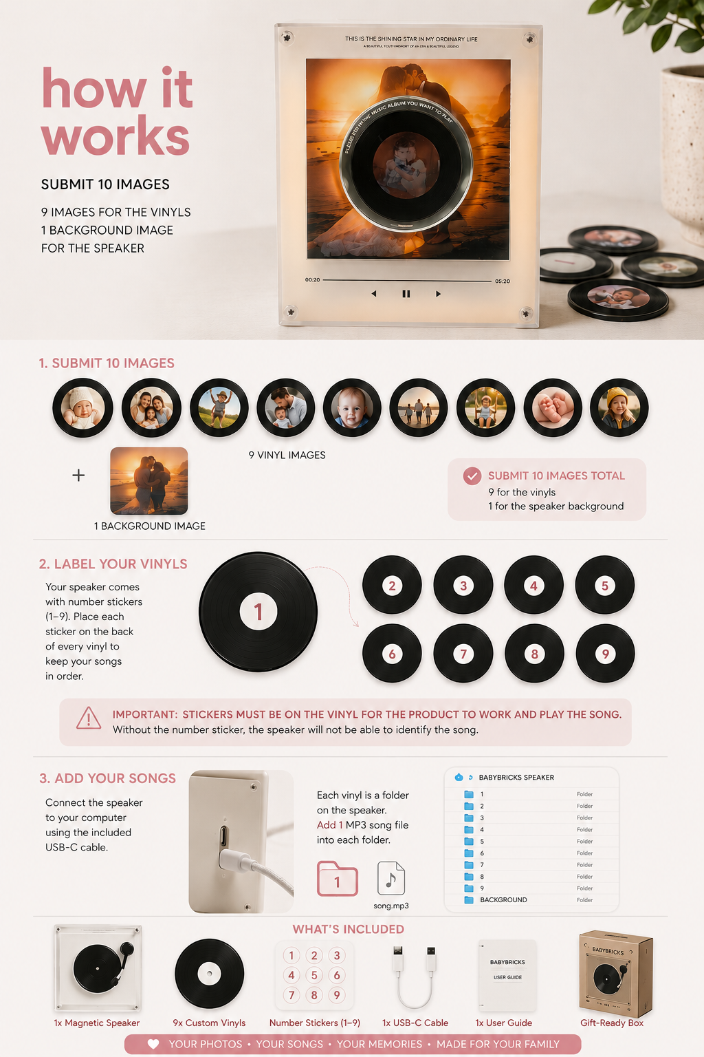 BabyBricks Magnetic Vinyl Speaker